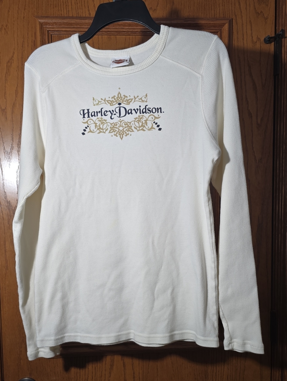 Harley-Davidson Cream Crewneck Sweater with Gold Logo
